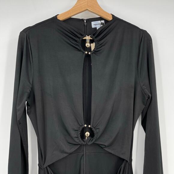 superdown | NWT Sarah Cut Out Dress in Black Jersey Cut Out Long Sleeve Mini XL - Picture 5 of 12
